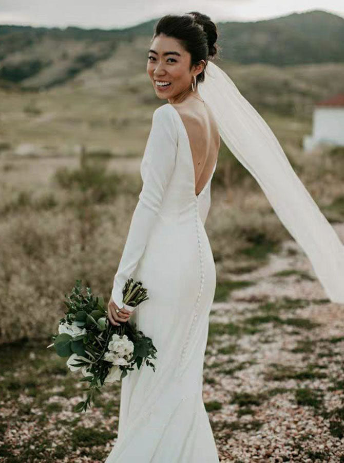 simple long sleeve wedding dress